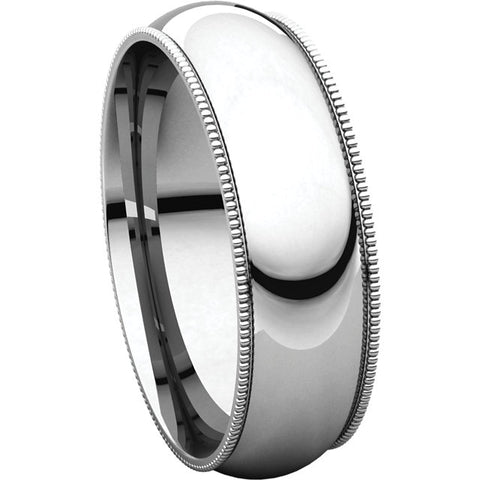 Platinum 6mm Milgrain Comfort Fit Band, Size 9.5