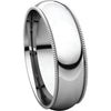 Platinum 6mm Milgrain Comfort Fit Band, Size 9.5