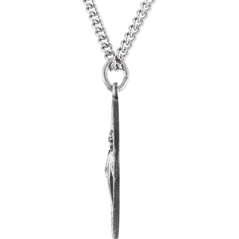 Sterling Silver 25mm Round St. Jude Thaddeus Medal 24" Necklace