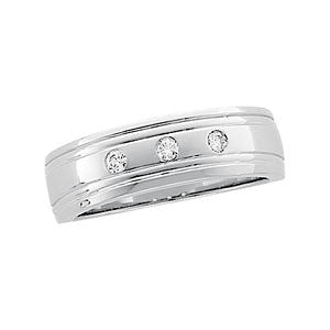 14k White Gold Diamond Duo Band, Size 11