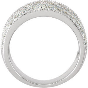 14k White Gold 3/4 CTW Diamond Anniversary Band, Size 7