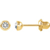 Crystal Bezel Piercing Earrings in 14K Yellow Gold