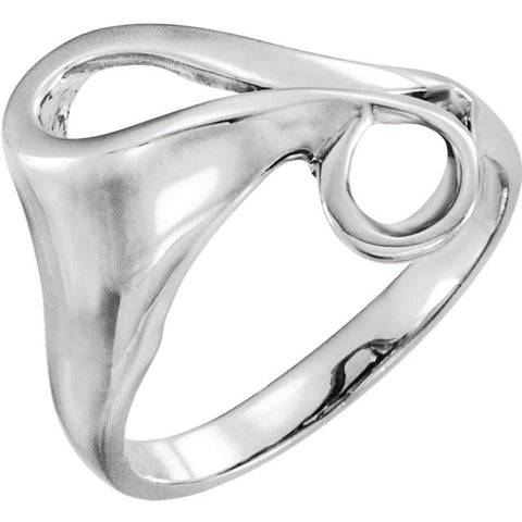 14k White Gold Freeform Ring, Size 6