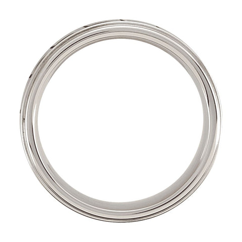 Cobalt 8mm Black Laser Design & Ridged Band Size 8.5