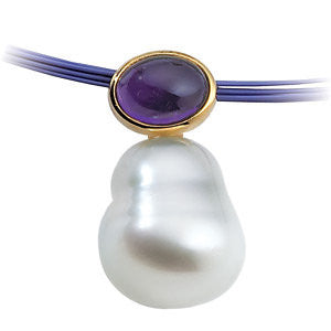 14k White Gold 8x6mm 12mm South Sea Cultured Pearl Pendant