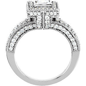 14k White Gold 1 1/5 CTW Diamond Engagement Ring, Size 7