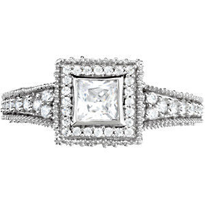 14k White Gold 1 1/5 CTW Diamond Engagement Ring, Size 7