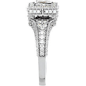 14k White Gold 1 1/5 CTW Diamond Engagement Ring, Size 7