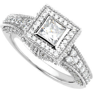 14k White Gold 1 1/5 CTW Diamond Engagement Ring, Size 7