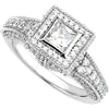 14k White Gold 1 1/5 CTW Diamond Engagement Ring, Size 7