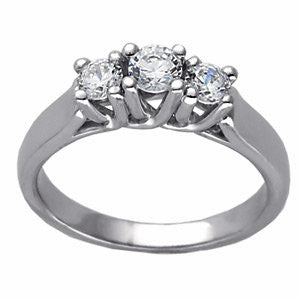 14k White Gold Three-Stone Anniversary Band, Size 7