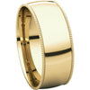 10k Yellow Gold 7mm Light Comfort Fit Milgrain Band , Size 9
