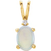 14K Yellow Gold 7X5mm Opal & 0.01 CTW Diamond Pendant