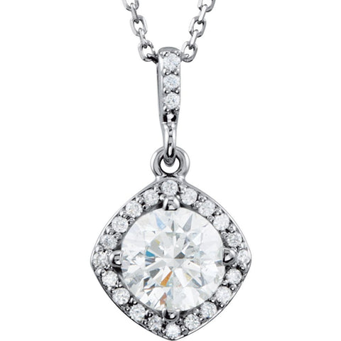 14k White Gold 1 1/6 CTW Diamond Halo-Style 18" Necklace