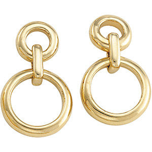 14k Yellow Gold Double Circle Fashion Earring