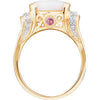 14k Yellow Gold Opal, Pink Tourmaline & 1/6 CTW Diamond Ring, Size 7