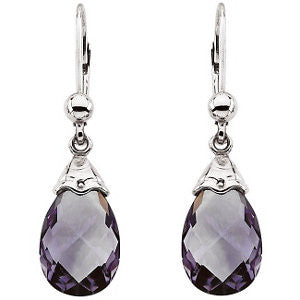 14k White Gold Amethyst Briolette Earrings