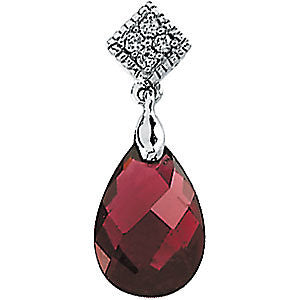 14k White Gold Brazilian Garnet & .04 CTW Diamond Pendant