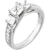 7/8 CTTW Engagement Ring With 3.80 mm Princess Cut in 14K White Gold (Size 6)