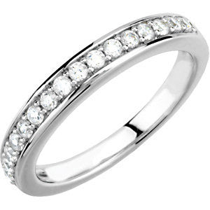 14k White Gold 1/3 CTW Diamond Band for 4.5mm Engagement Ring , Size 7