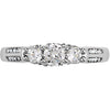 14k White Gold 3/4 CTW Diamond 3 Stone Accented Engagement Ring , Size 7