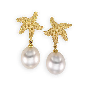 18k Yellow Gold South Sea Cultured Pearl Earrings
