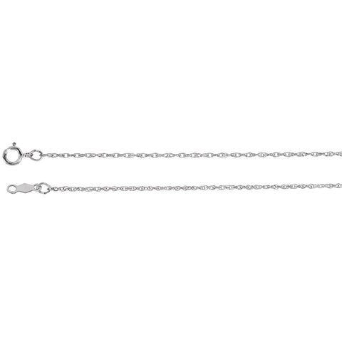 14k White Gold 1mm Rope 20" Chain