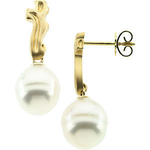 18k Yellow Gold South Sea Cultured Pearl Earrings