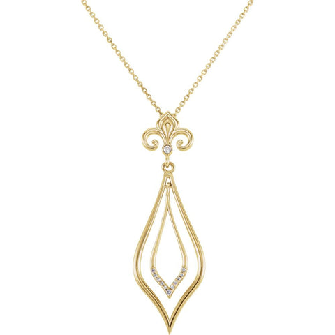 14k Yellow Gold .05 CTW Diamond Decorative Dangle 18" Necklace