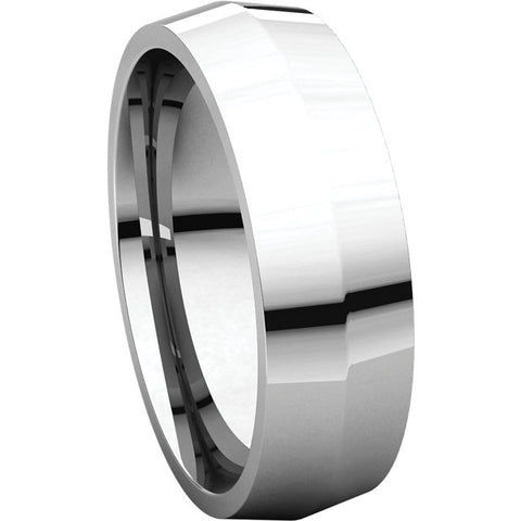 14k White Gold 6mm Knife Edge Comfort Fit Band, Size 9.5