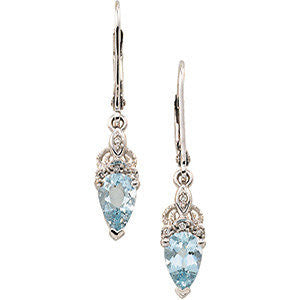 14k White Gold Aquamarine & Diamond Earrings