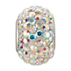 Sterling Silver 12X8mm Crystal Aurora Borealis Pave' Bead