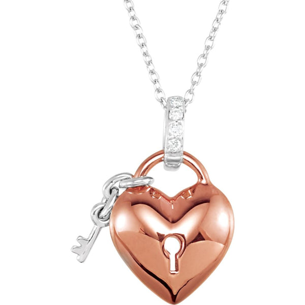 10k Rose Gold .05 CTW Diamond Heart 18" Necklace