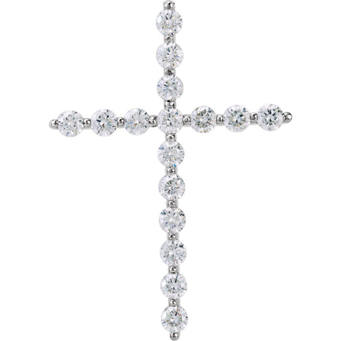 14k White Gold 1/3 CTW Diamond Cross Pendant