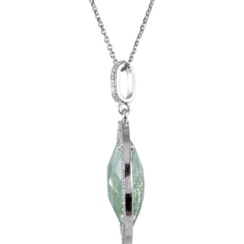 Sterling Silver Halo-Style Marquise-Shaped Dangle Pendant or Necklace