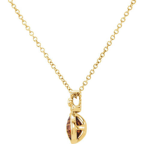 14k Yellow Gold Checkerboard Citrine & .04 CTW Diamond 18" Necklace