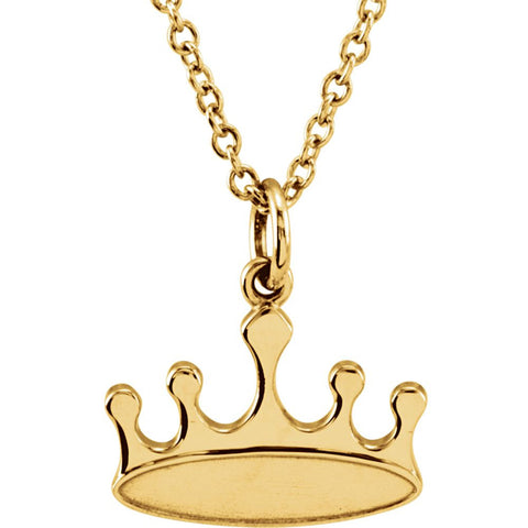 14k Yellow Gold Tiny Posh Crown 16-18" Necklace