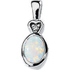 07.00x05.00 mm and 0.02 ct. Genuine Opal and Diamond Pendant in 14K White Gold