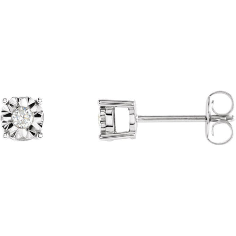 14k White Gold 1/10 CTW Diamond Illusion Stud Earrings