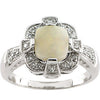 1/5 CTTW Genuine Opal Cabochon and Diamond Ring in 14k White Gold ( Size 6 )