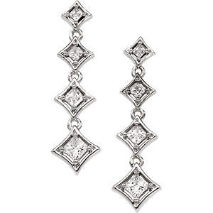 14k White Gold Journey Diamond Earrings