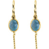 14k Yellow Gold Oval London Blue Topaz Dangle Earrings