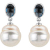 14k White Gold Oval London Blue Topaz Dangle Earrings