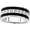 Men's Onyx and 1/5 CTTW Diamond Ring in 14k White Gold (Size 11 )