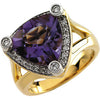 12.00x12.00 mm and 1/3 CTTW Genuine Amethyst and Diamond Ring in 14K Yellow Gold ( Size 6 )