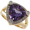 14K Yellow Gold Plated Amethyst & 1/3 CTW Diamond Ring, Size 7