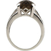 14k White Gold 1/10 CTW Diamond & 10x10mm Smoky Quartz Ring, Size 7