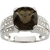 14k White Gold 1/10 CTW Diamond & 10x10mm Smoky Quartz Ring, Size 7
