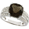 14k White Gold 1/10 CTW Diamond & 10x10mm Smoky Quartz Ring, Size 7