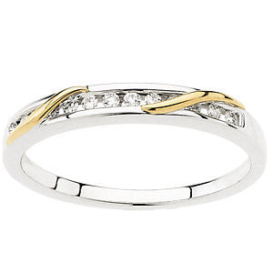 14K White & Yellow Gold 1/8 CTW Diamond Band , Size 7